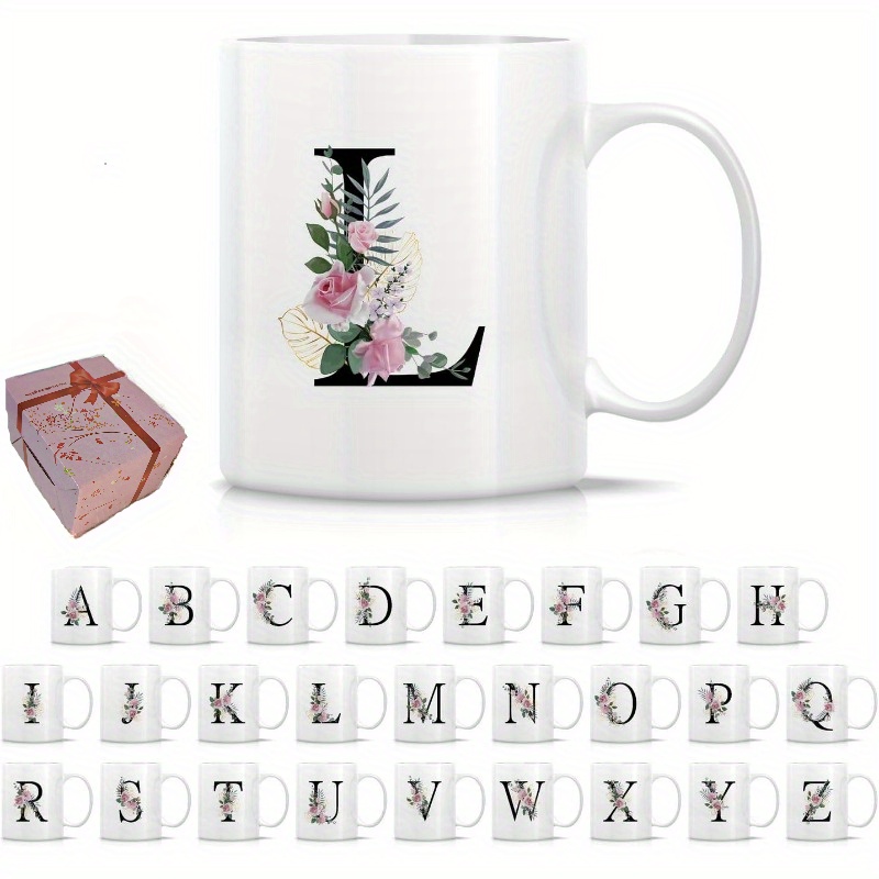 Personalised Travel Mug ,Any Name, Floral Alphabet Travel Mug , Insulated  Mug