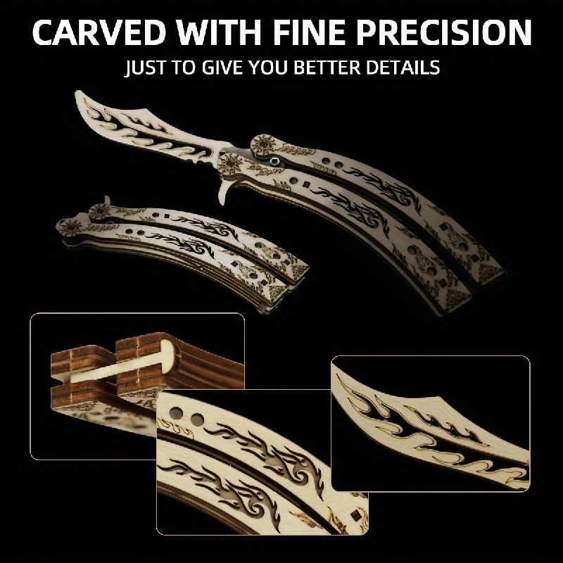 Wooden Diy Folding Spring Knife Toy Non Finished Creative 3d - Temu