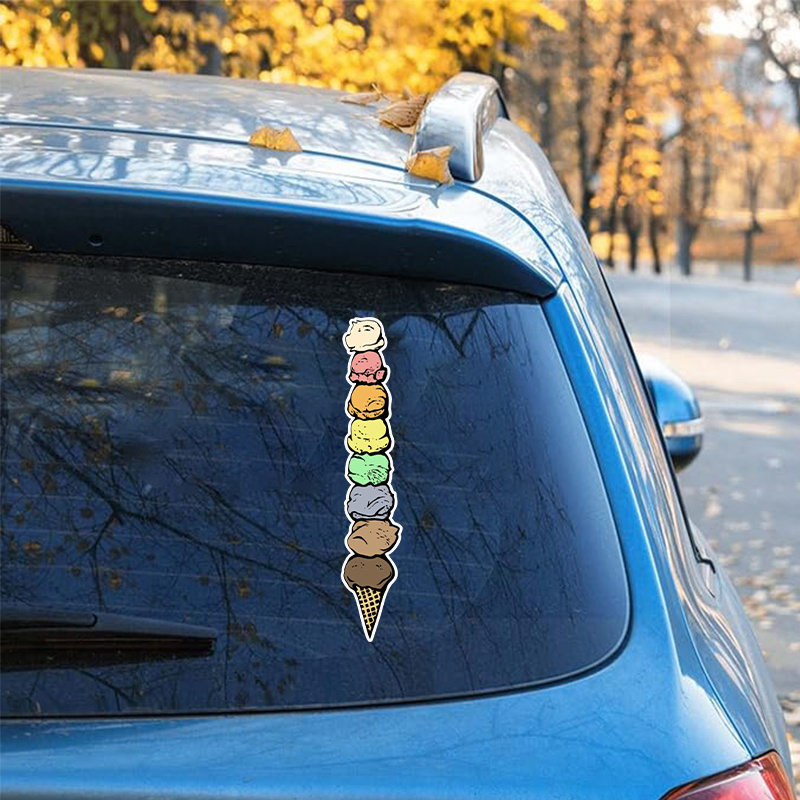 

1pc Giant Rainbow Colored Ice Cream Cone Design - Vinyl Waterproof Sticker Decal, Car Laptop Wall Window Bumper Sticker