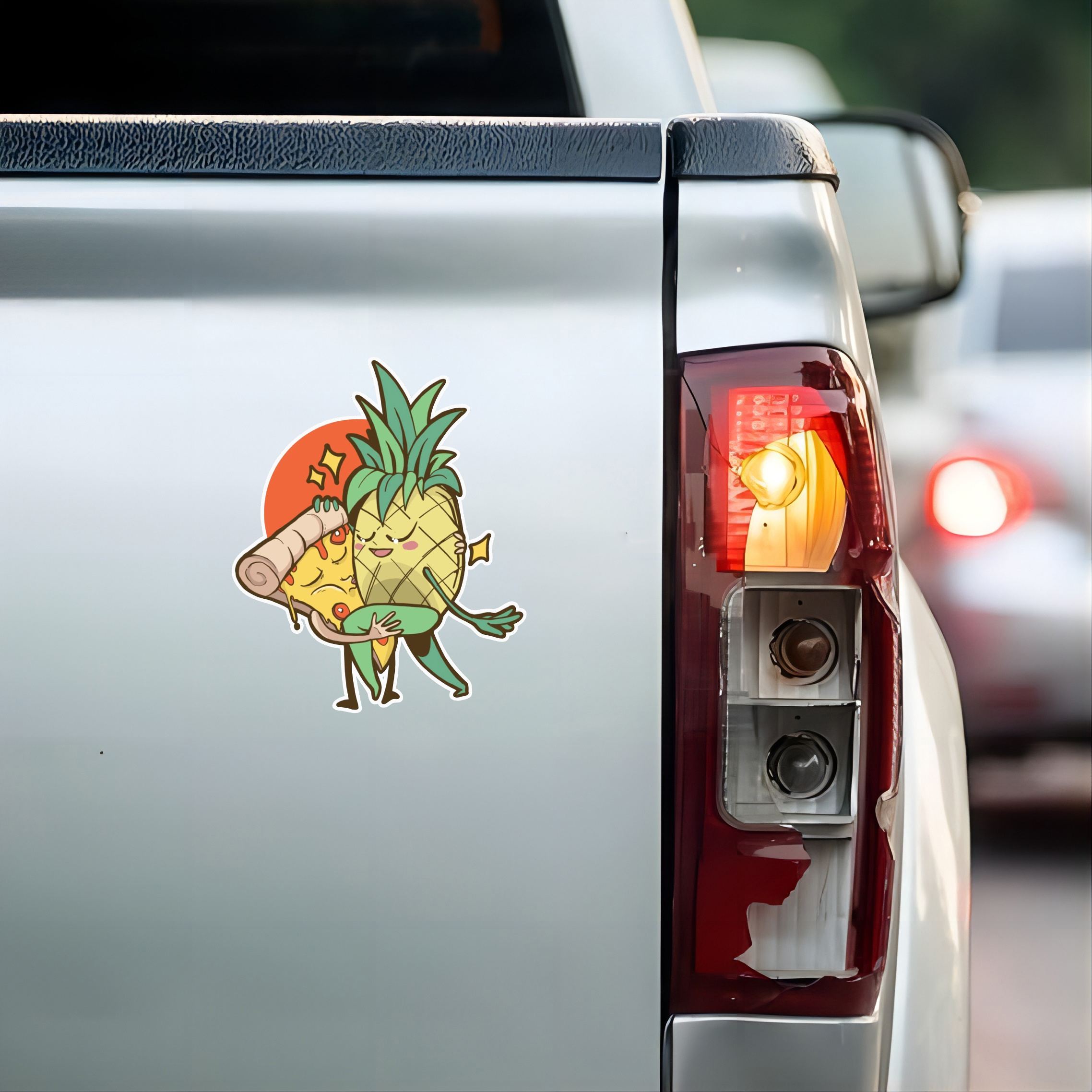 

1pc Pineapple Pizza Design Vinyl Sticker Laptop Decal Car Bumper Window Waterproof