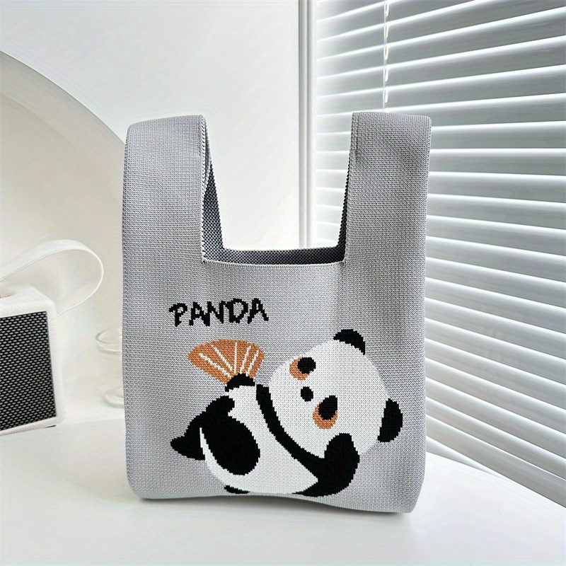 cute panda knitted tote bag kawaii cartoon crochet bag Temu Canada