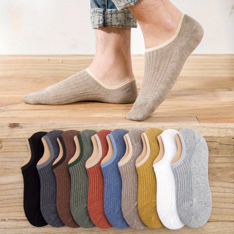 

2/3/5 Pairs Of Men's Blend Plain No Show Socks, Comfy Breathable Sweat Resistant Anti-odor Socks For Men's Wearing