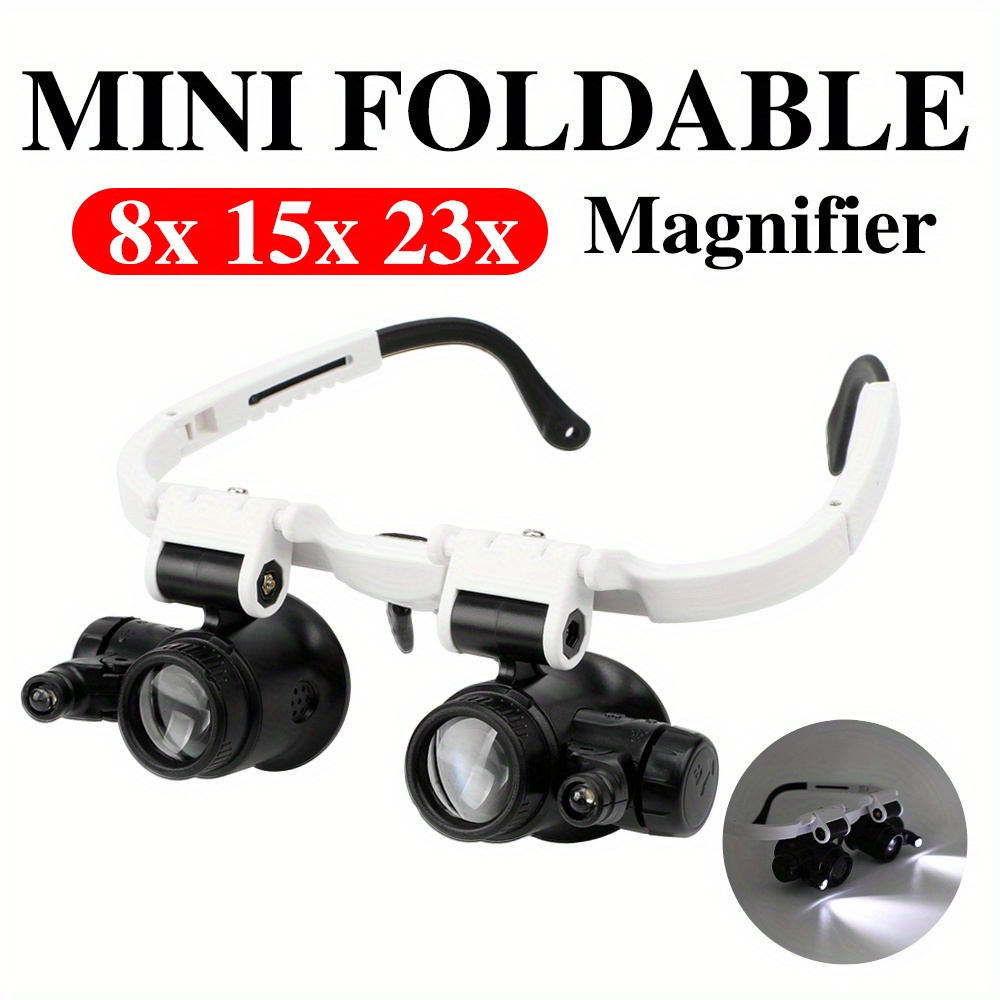 LED Glasses Magnifier 8X 15X 23X Magnifying Glasses With Light For