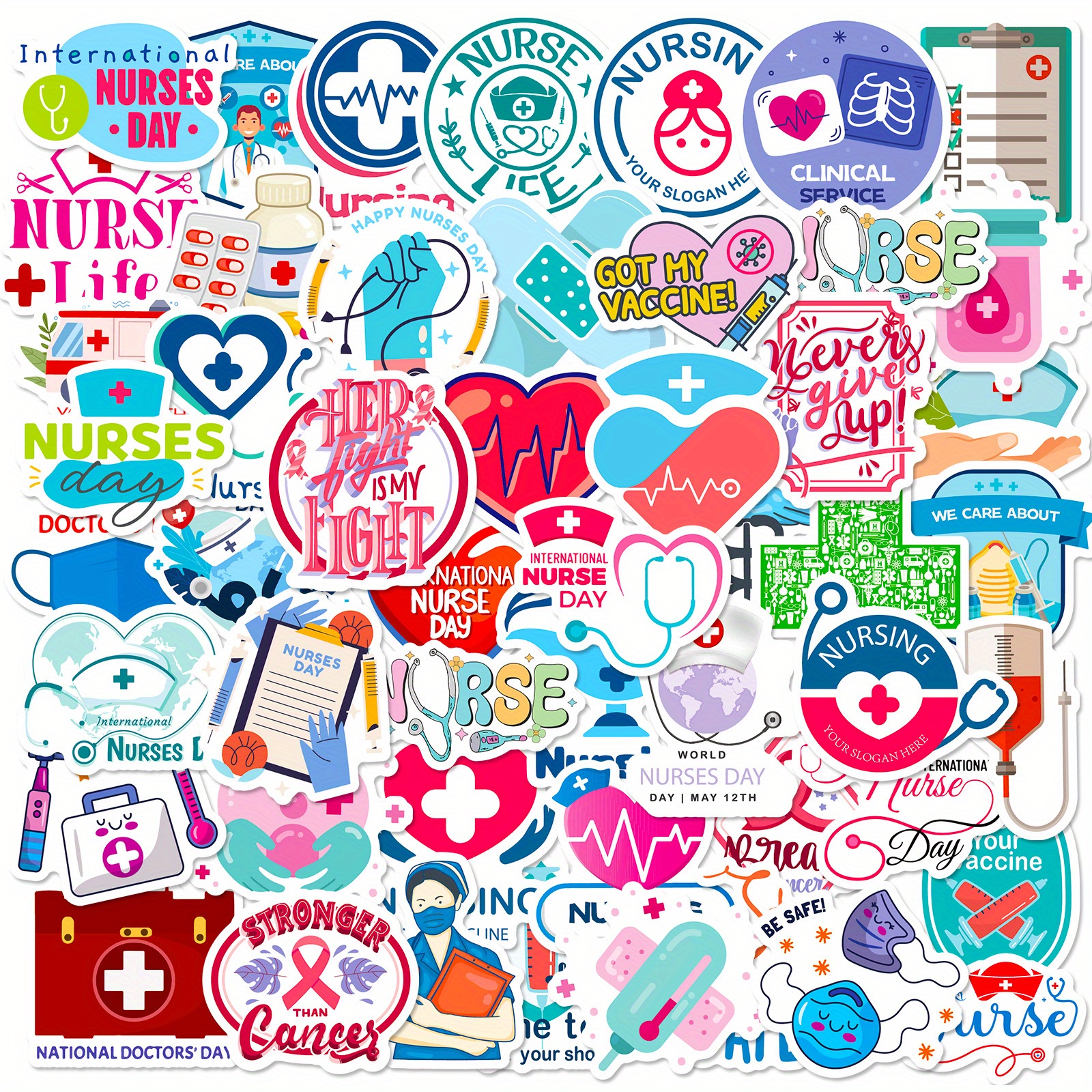 50PCS Cartoon Nurse Stickers Pretty Angel in White Stickers DIY Mobile  Phone Scrapbook Decorative Stickers