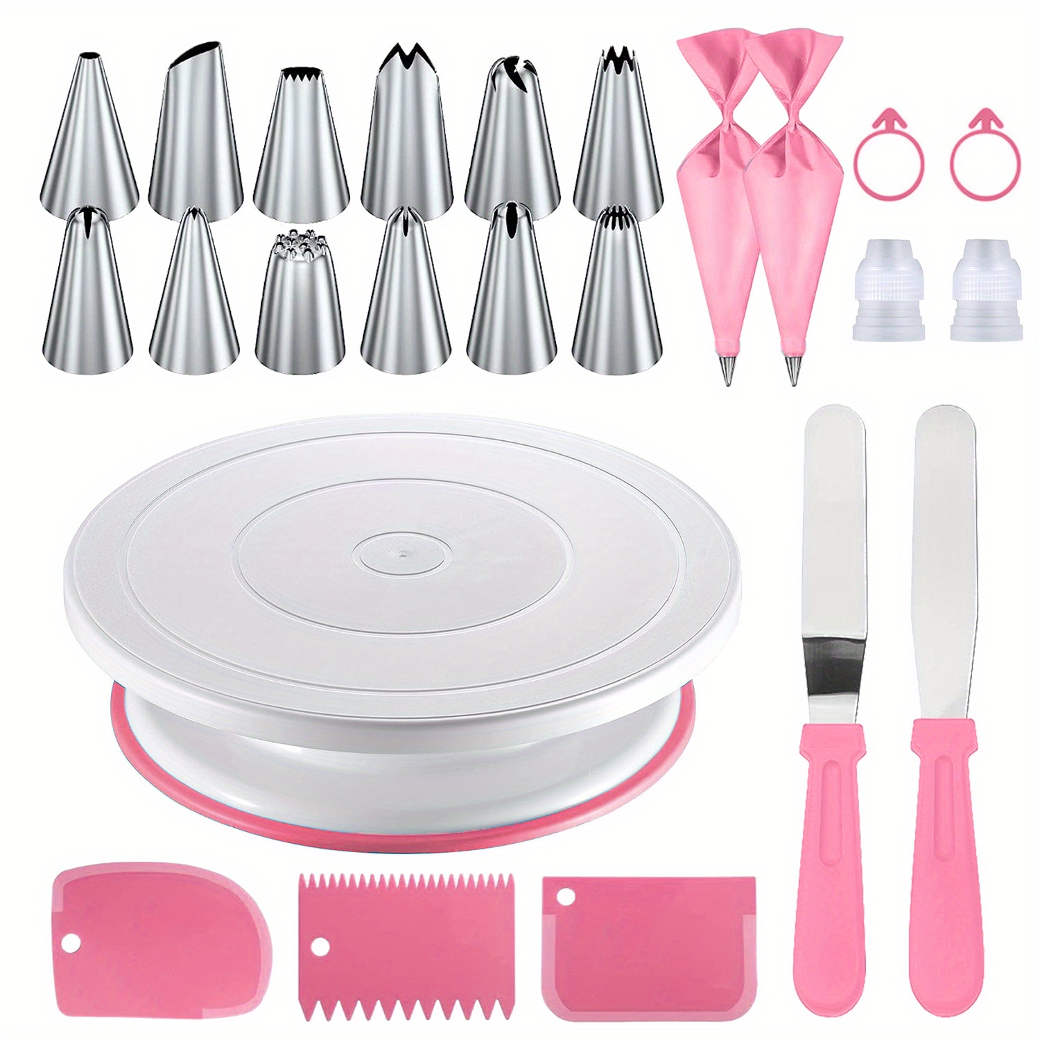 Cake Turntable for Decorating - Cake Decoration Kit with Rotating Cake Stand and Cake Icing Tools - Cake Smoother, Icing Spatulas, Cake Board, eBook W