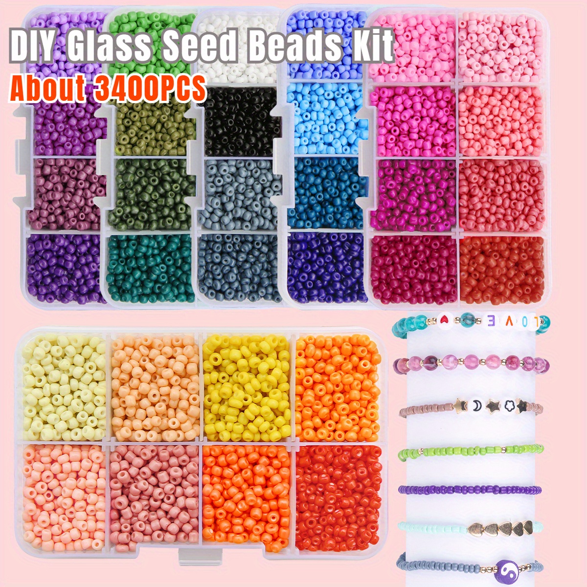500pcs 10 Colors 8mm Glass Beads Transparent Two Tone Baking Painted Round  Beads