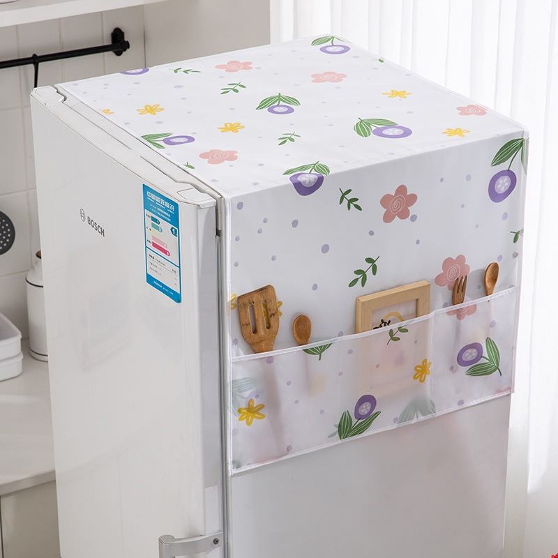 Refrigerator Cover Fridge Dust Cover Washing Machine Top Cover Washing Machine Cover Waterproof Fridge Cover Refrigerator Cover Peva Waterproof