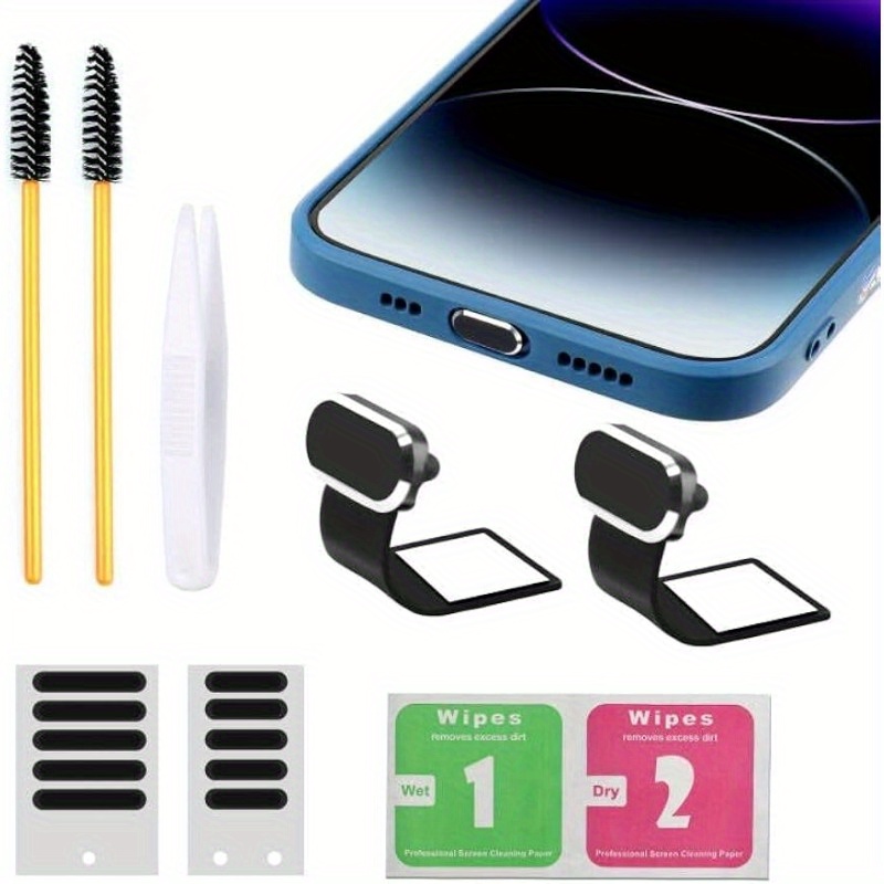 Anti-lost Dust Plugs For Iphone Lightning Port Protects Charging Port Dust Cover, For Iphone Speaker Dustproof Stickers Protector, Mesh Speaker Anti Dust Adhesive Cover Sets