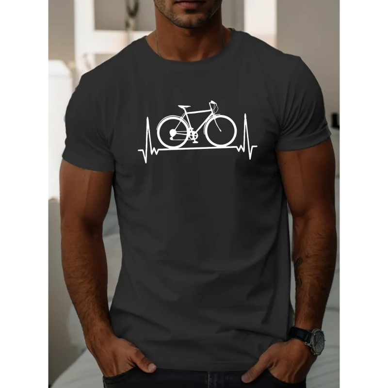 

Bike Print T Shirt, Tees For Men, Casual Short Sleeve T-shirt For Summer