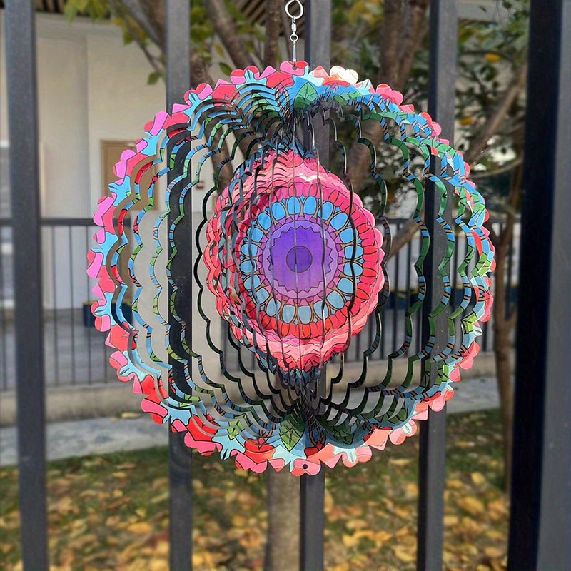 Décoration du jardin,Métal artisanat 3D Mandala vent carillon