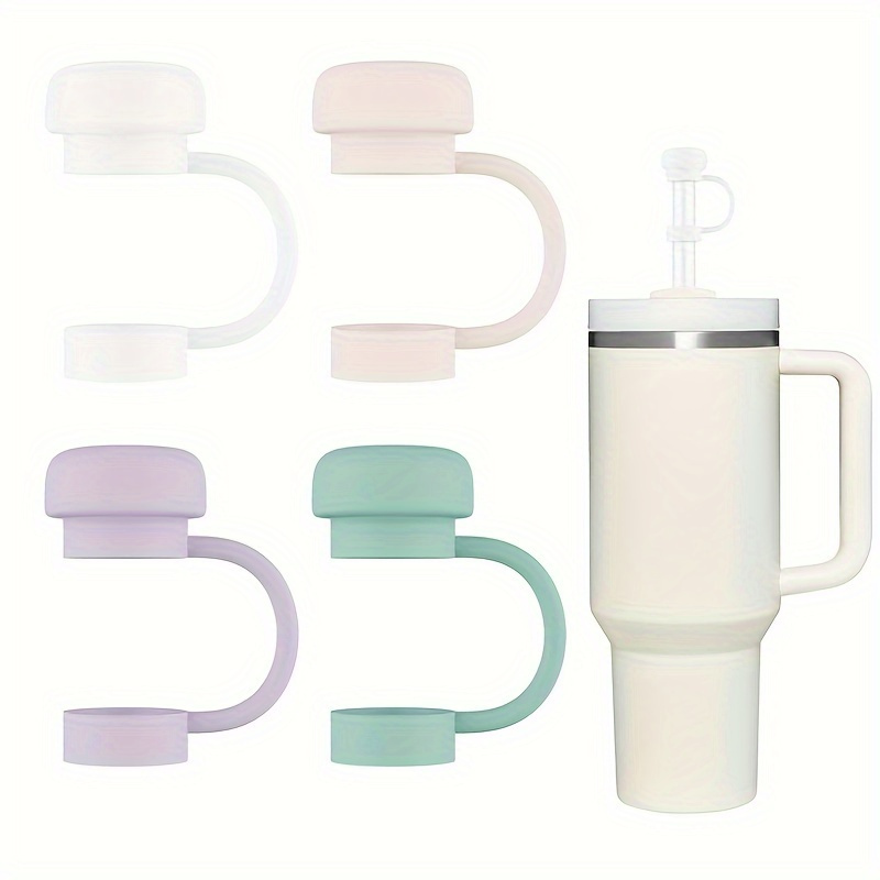 

4pcs Simple Reusable Straw Cover, 1cm/0.39in Dustproof Spill Proof Silicone Straw Cup Accessories