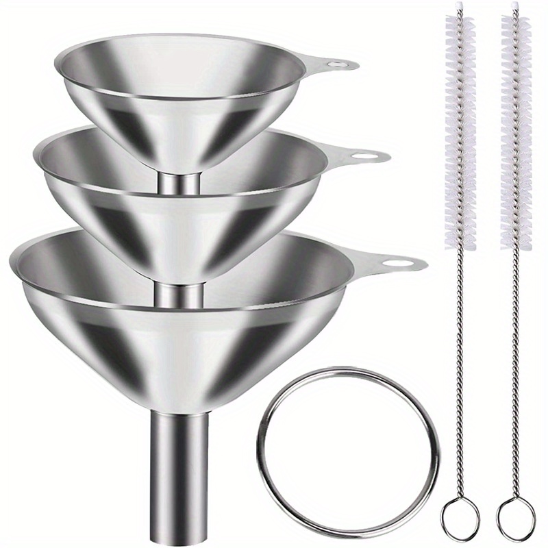

3pcs/set 5pcs/set Stainless Steel Funnels, Small Metal Funnels (1.7inch/ 2.2inch/ 2.9inch) No Spilling Food Grade Kitchen Funnels For Essential Oil, Spices, , Perfume