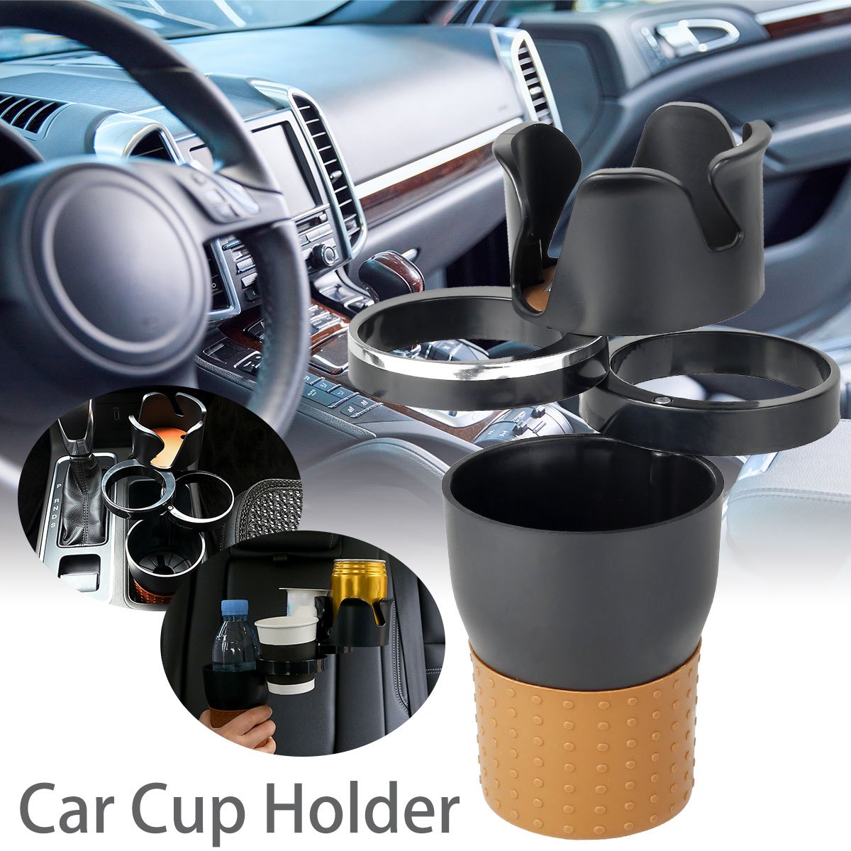 Car Cup Holder Expander 4 in 1 Anti slip Car Cup Holder 360° - Temu United  Kingdom