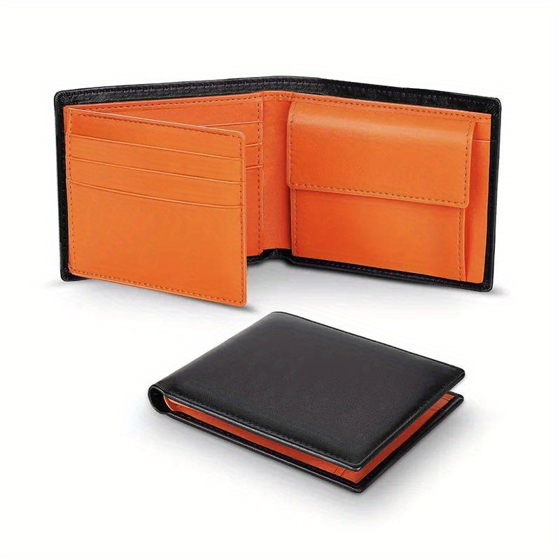 Genuine Leather RFID Blocking Slim Trifold Men Wallets with Coin Pocket And ID Window Minimalist Wallet for Men