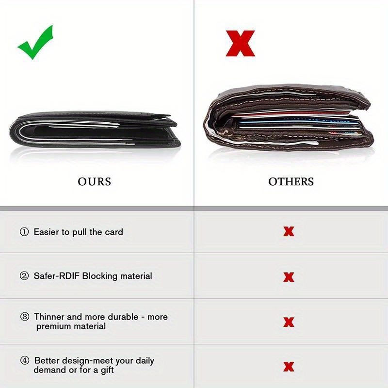 Genuine Leather RFID Blocking Slim Trifold Men Wallets with Coin Pocket And ID Window Minimalist Wallet for Men