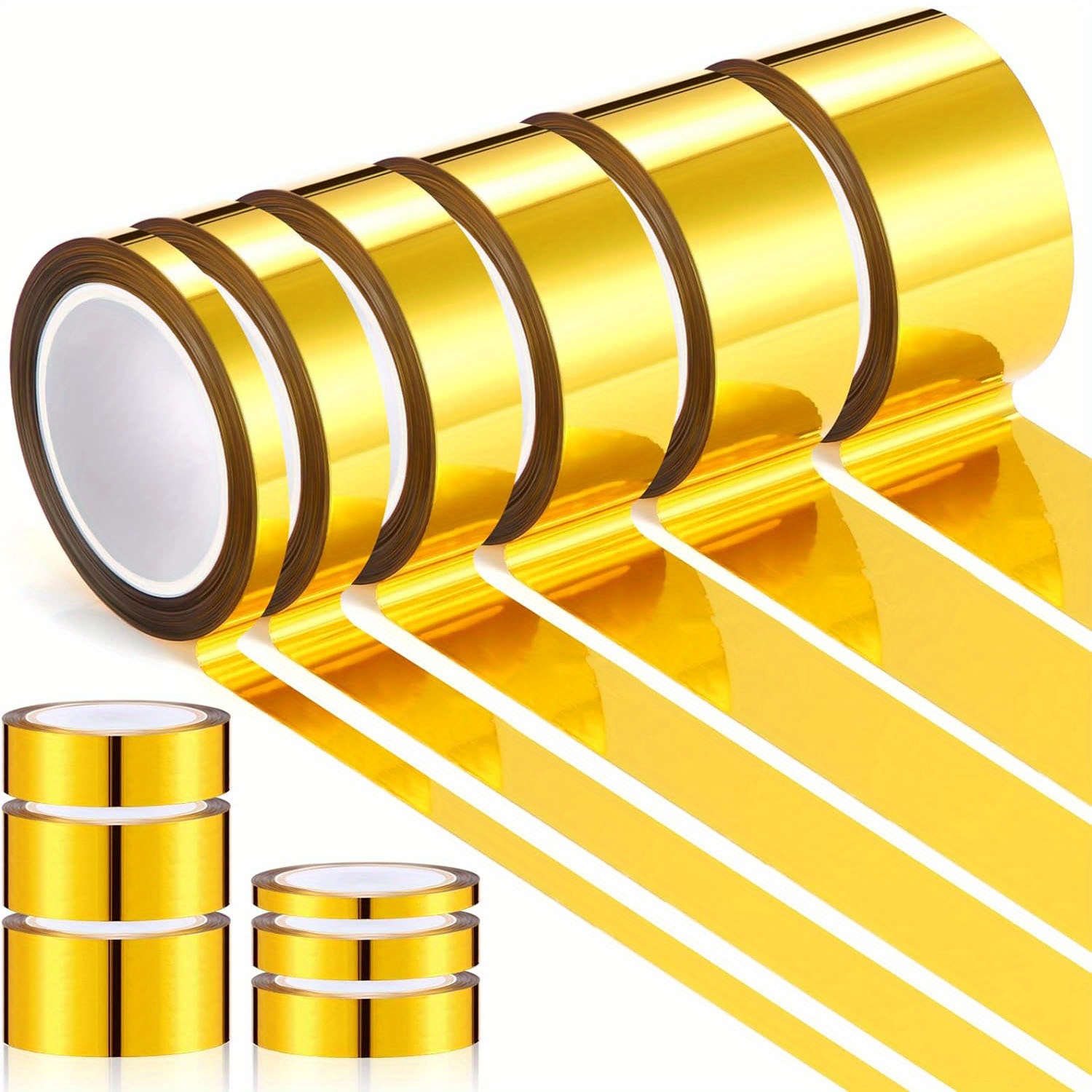  5 Rolls Gold Metallic Mirror Washi Tape for Wall Decor