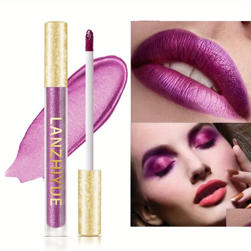 Glitter Liquid Eyeshadow, Purple Lip Gloss Liquid Lipstick
