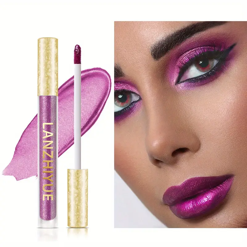 Glitter Liquid Eyeshadow, Purple Lip Gloss Liquid Lipstick, Diamond  Highlighting Intense Color Shifting Multi-chrome Eyeshadow