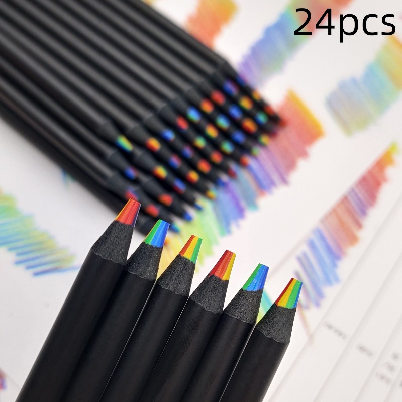 Acheter Crayons de couleur arc-en-ciel 4 en 1, 10 pièces, crayons de  couleur pour dessin, papeterie fournitures scolaires