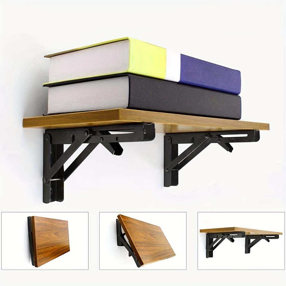 Soportes de estante plegables flotantes para estantes en L para banco de  mesa, bisagra, montaje en pared, ahorro de espacio, soporte de bricolaje