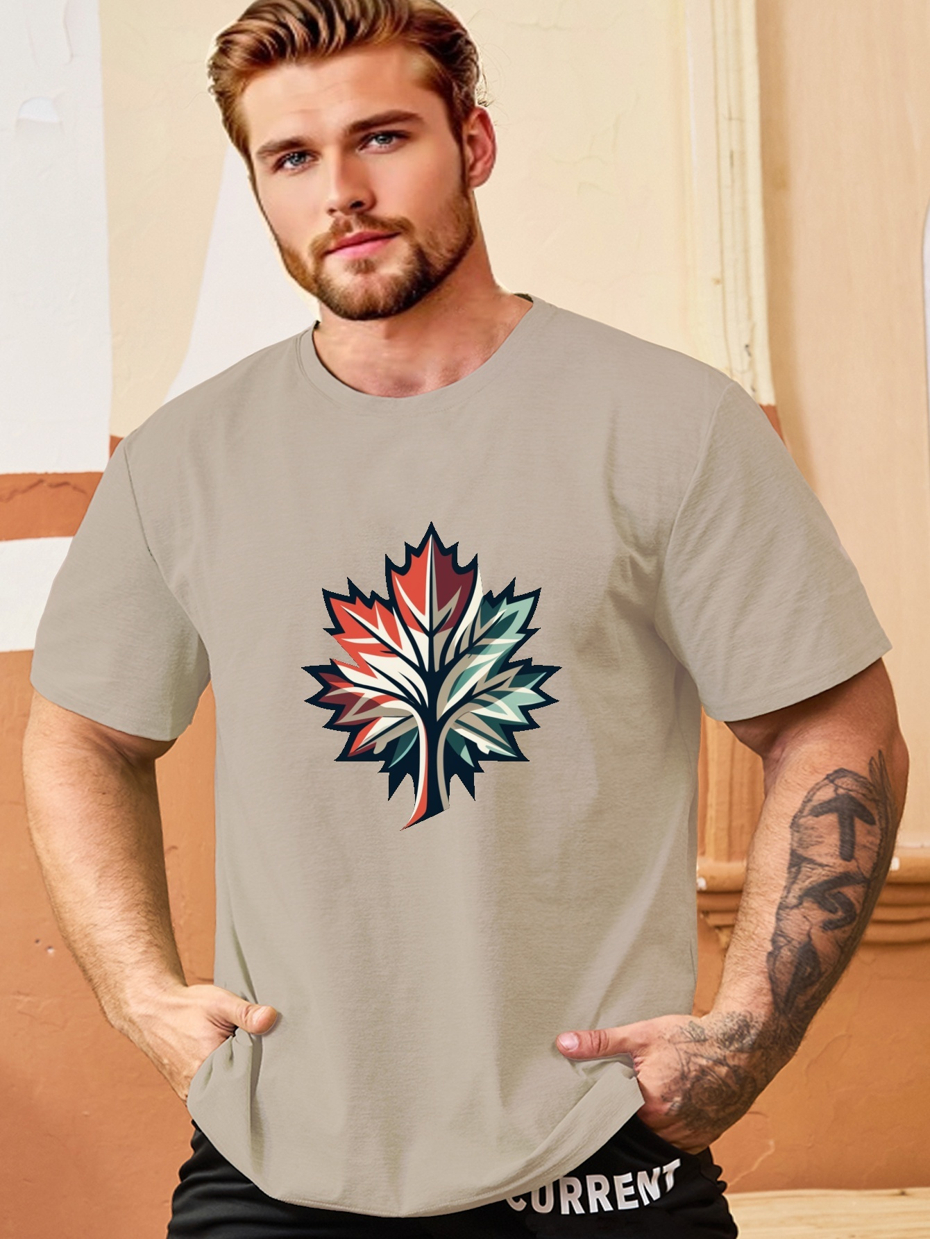 Plus Size Camiseta De Hojas Gr ficas Para Hombres Moda Temu Chile