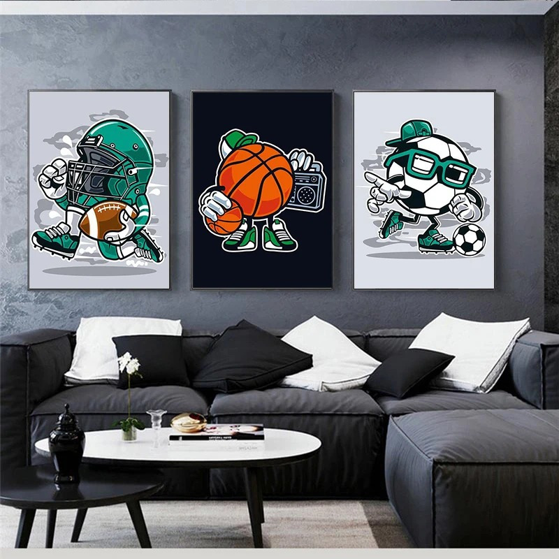 3 Unids/set Graffiti Sport Soccer Canvas Print Posters, Football Sports  Canvas Wall Art Paintings, Ilustraciones Pintura Pared Sala , Dormitorio,  Baño, Oficina, Pasillo, Decoraciones Pared, Sin Marcos