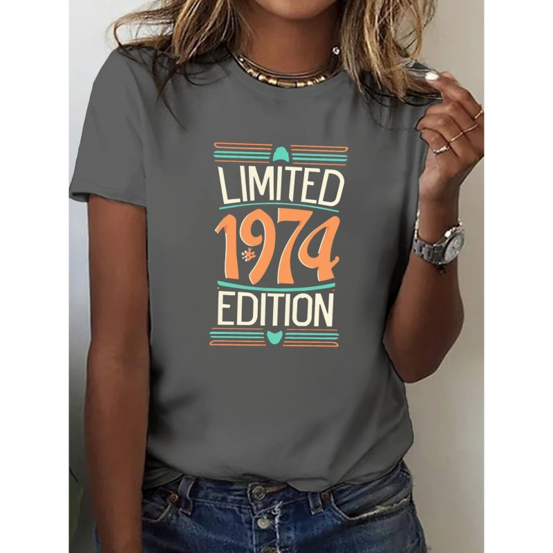 

Letter Print T-shirt, Short Sleeve Crew Neck Casual Top For Summer & Spring, Women's Clothing