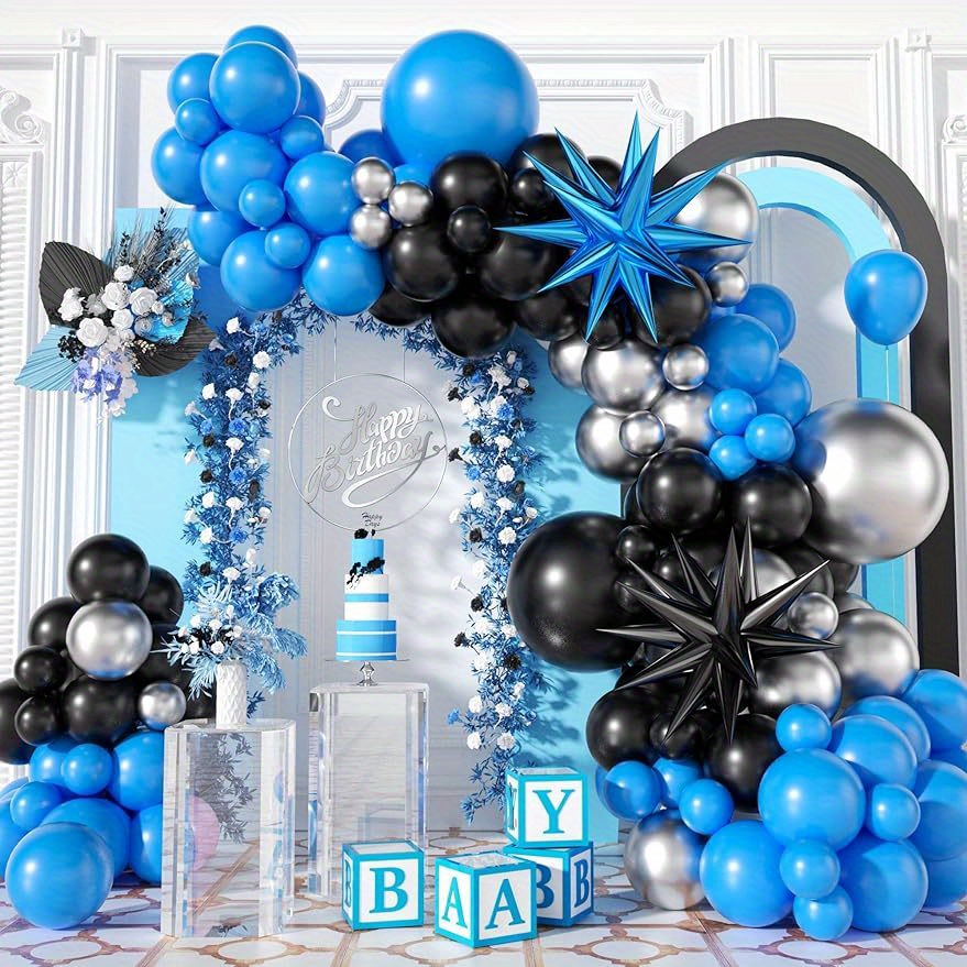 Décoration de fête d'anniversaire bleue Ballons Arrangement de fête d' anniversaire Ensemble de ballons pour bébés