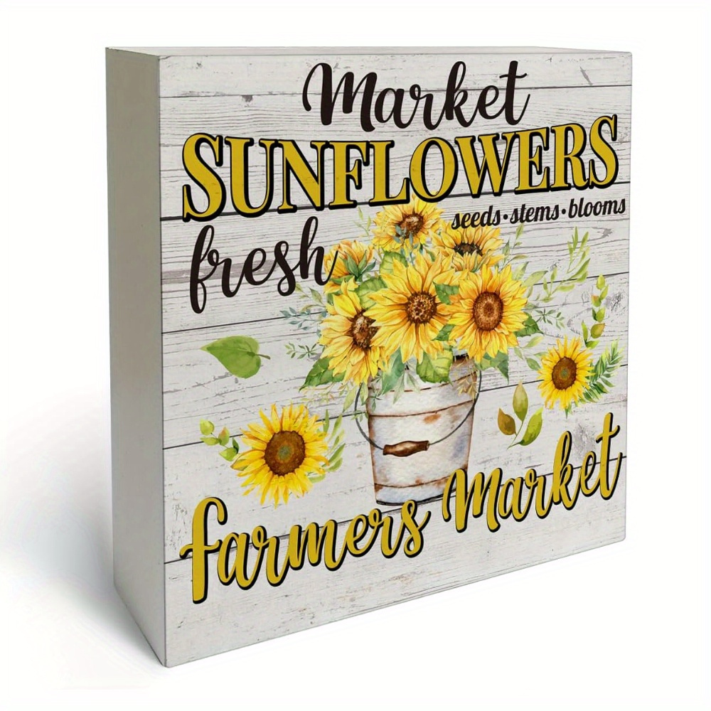TEMU 1pc Rectangle Plaque, Sunflower Foam Pvc Desktop Ornament, Home Decor, Party Decorations Supplies, Art Craft Ornament, Party Decorations