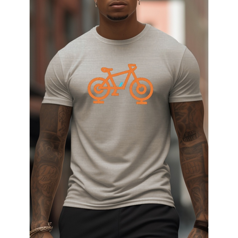 

Bike Print T Shirt, Tees For Men, Casual Short Sleeve T-shirt For Summer