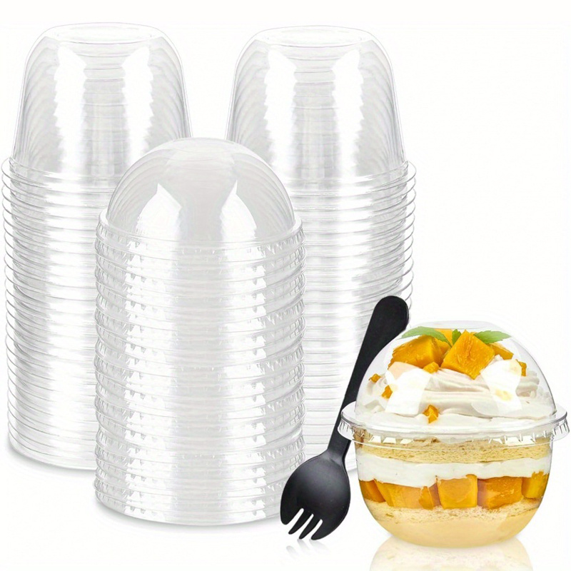 Clear Plastic Cups Spoon Reusable Mini Dessert Cup Party - Temu