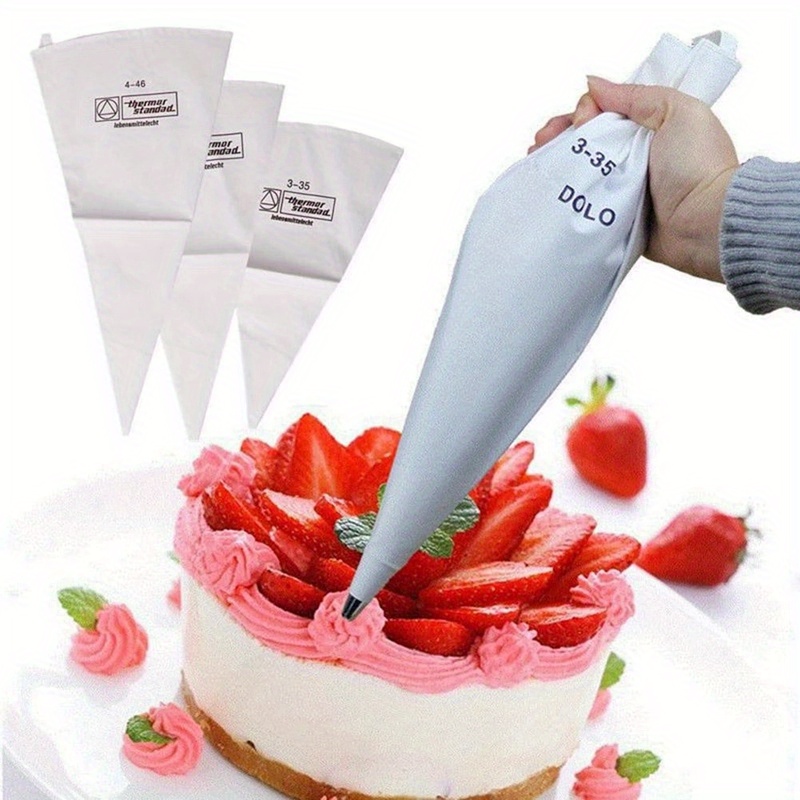 reusable canvas piping bags for cake decorating flexible     for diy cakes biscuits chocolates white multiple sizes 7 87 13 87in 9 06 15 75in   18 11in cream piping random font color details 0