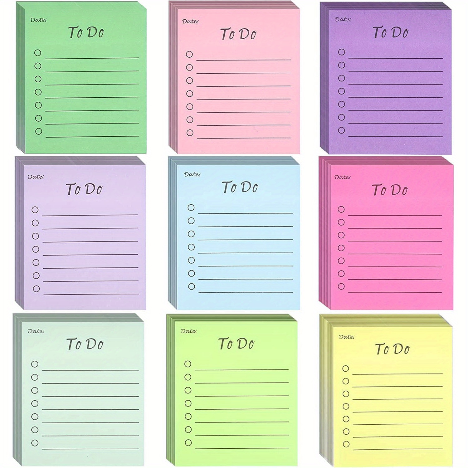 9 Colors 9 Pack 450 Sheets Lined Sticky Notes 3 94x2 76 In Ruled