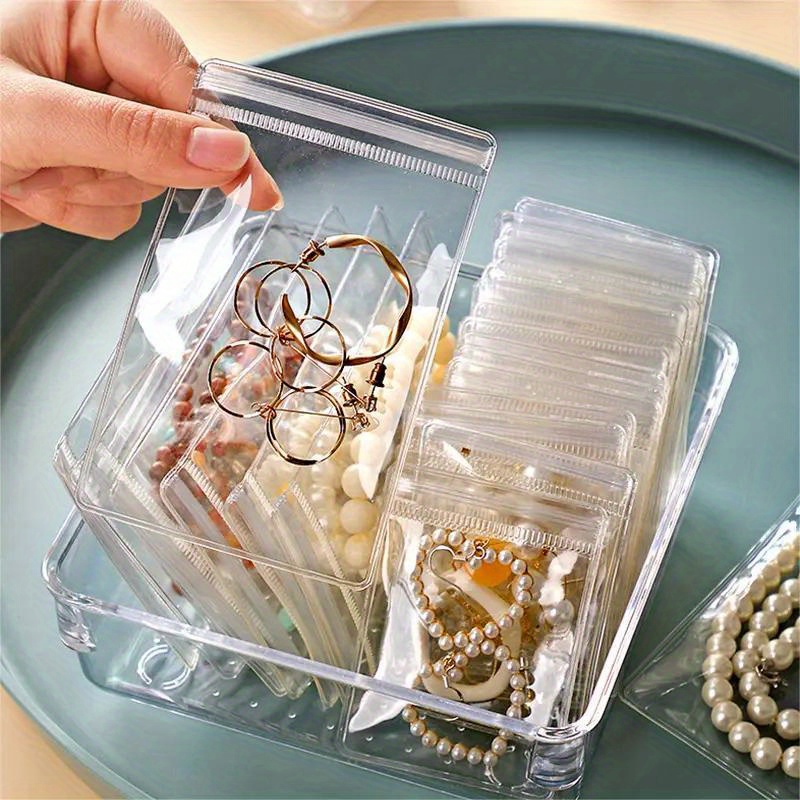 

50/100pcs Pvc Transparent Zip Bag, Clear Jewelry Bag, Dustproof Anti-oxidation Pocket, For Packaging Jewelry Earrings Rings Necklaces Bracelets Pendants Mini Items