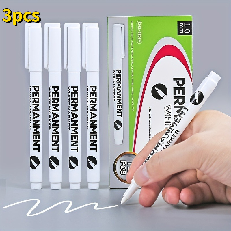 3Pcs Oily White Marker Pen Graffiti Pens Waterproof Permanent Gel Pencil  Tire Painting Notebook Tyre Tread Environmental Pen(0.7+1+2.5mm)