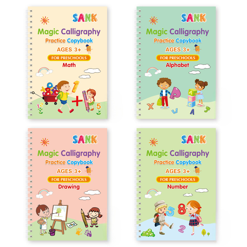 Sank Lettering Calligraphy Set Books for Kids Reusable Montessori Copybook  for French Child Magic Book Groove