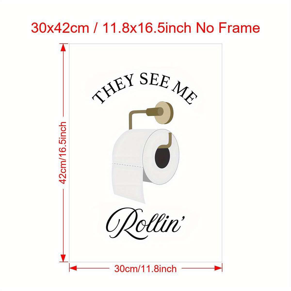 Funny ' Rolling' Canvas Wall Art - Bathroom & Toilet Decor Poster, Living Room, Bedroom, Home Office, Poster, Napkins Roller, Room Decor