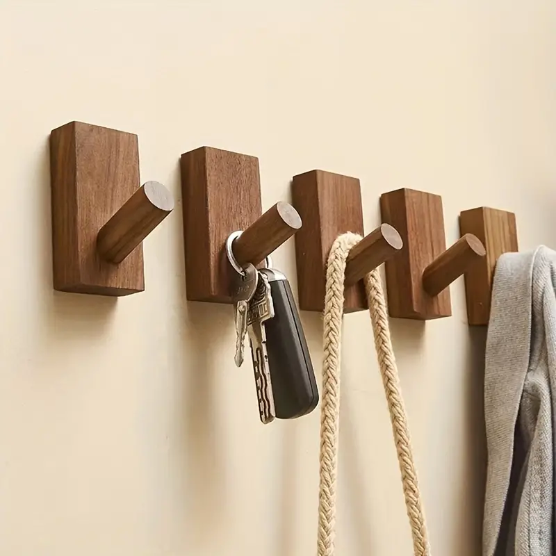 Wood Wall Hooks Clothes Hook Decorative Key Hook Hat Rack - Temu
