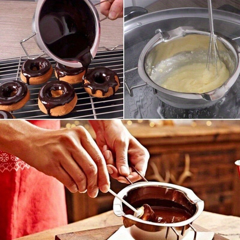 2 Pcs Double Boiler Pot Reusable 400ml Chocolate Cheese Melting Pot Long  Handled Stainless Steel Anti
