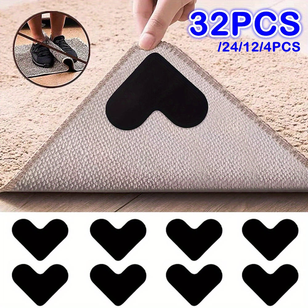 4pcs/Set Triangle Silicone Anti-Slip Rug Fixing Pad, Reusable Anti-Skid Carpet  Stickers, Non-Slip Carpet Tape, Suitable For Home Supplies, Carpets
