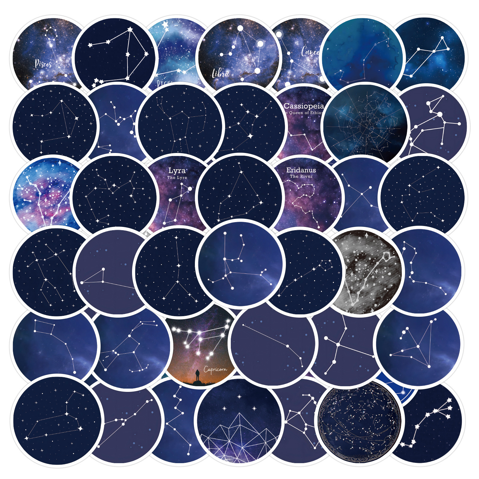 60pcs Astrology Stickers,Vintage Aesthetic Magic Stickers,Zodiac Celestial  Stickers For Water Bottles, Laptops,Scrapbooks,Skateboards,Phone,Gifts For