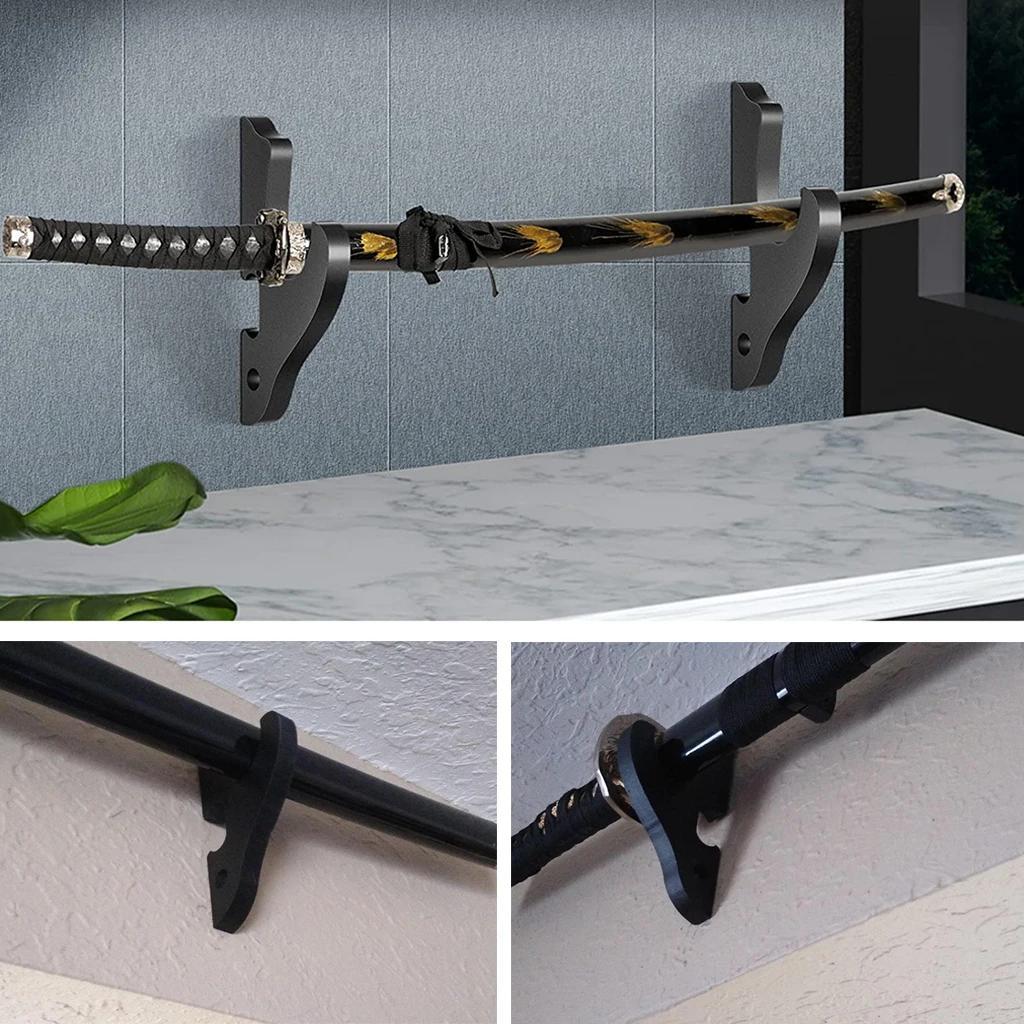 

1pc Wall Mounted Adjustable Wooden Sword Display Stand Holder, Samurai Wakizashi Tanto Sword Hanger Hook Storage Rack