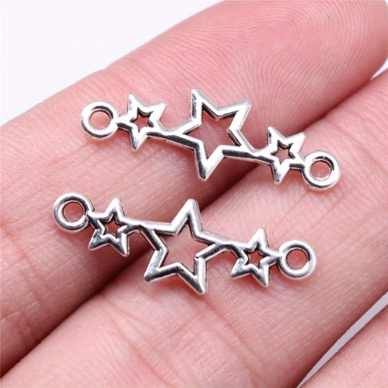 Inbagi 200 Pieces Star Pendant Mini Star Charms Alloy Dangle Star Shape Charm Dangle Making Charms for DIY Jewelry Making and Crafting, 8 x 10mm