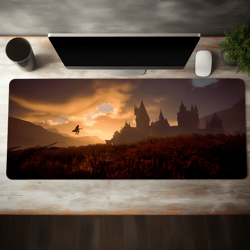 

1pc Movie Magic Castle Large Gaming Mouse Pad Cool Desk Mat With Non-slip Rubber Base Stitched Edge, Mouse Pad 31.5*15.7in For Desk, Game, Office, Home