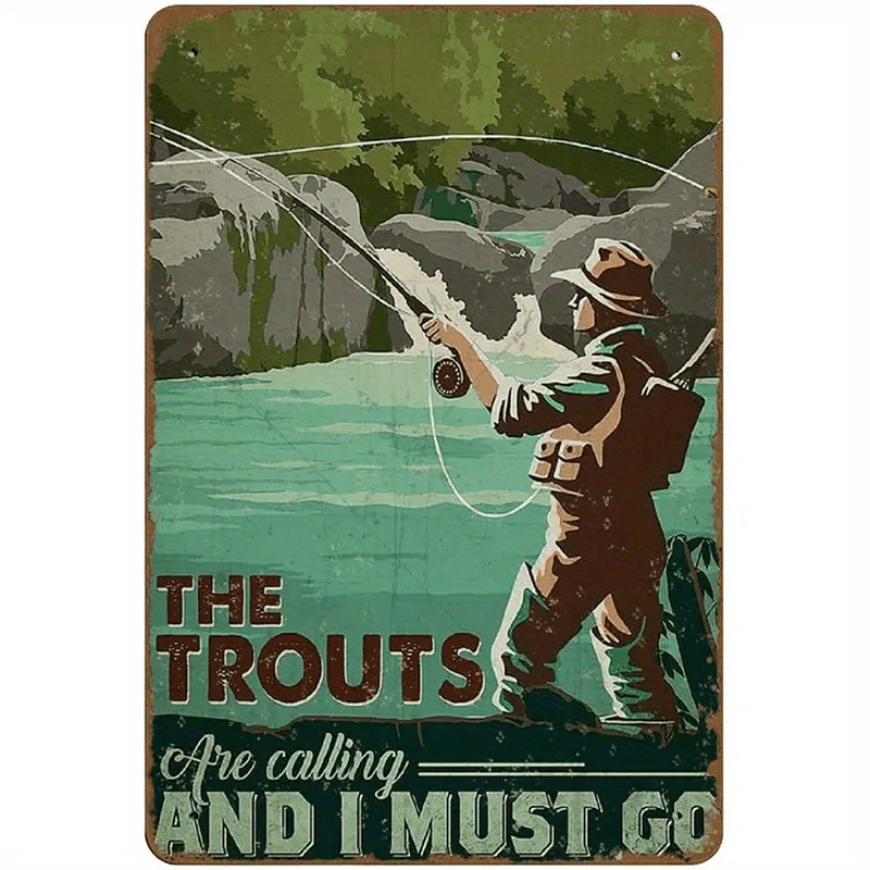 Vintage Fishing Tin Sign Funny Fishing Man River Perfect - Temu Belgium