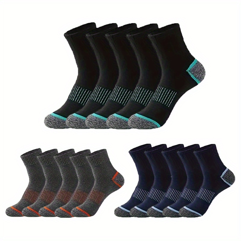 

10/15 Pairs Of Men's Mid Crew Sport Socks, Sweat-absorbing Comfy Breathable Socks For Men's Basketball Training, Running Outdoor Activities