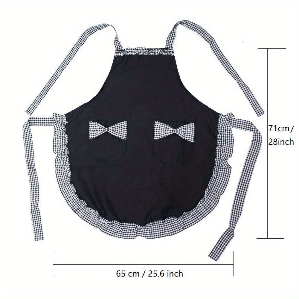 1pc uniform apron halter adjustable   bowknot swing lace apron for home cleaning kitchen cooking baking gardening kitchen catering milk   work clothes details 1