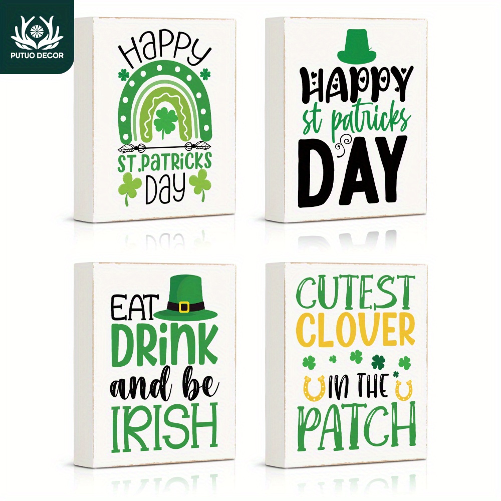 

1pc Festive Irish Flair: Putuo Decor Wooden Boxsign, 4.7x5.8 Inches, Great For St. Patrick's Celebration