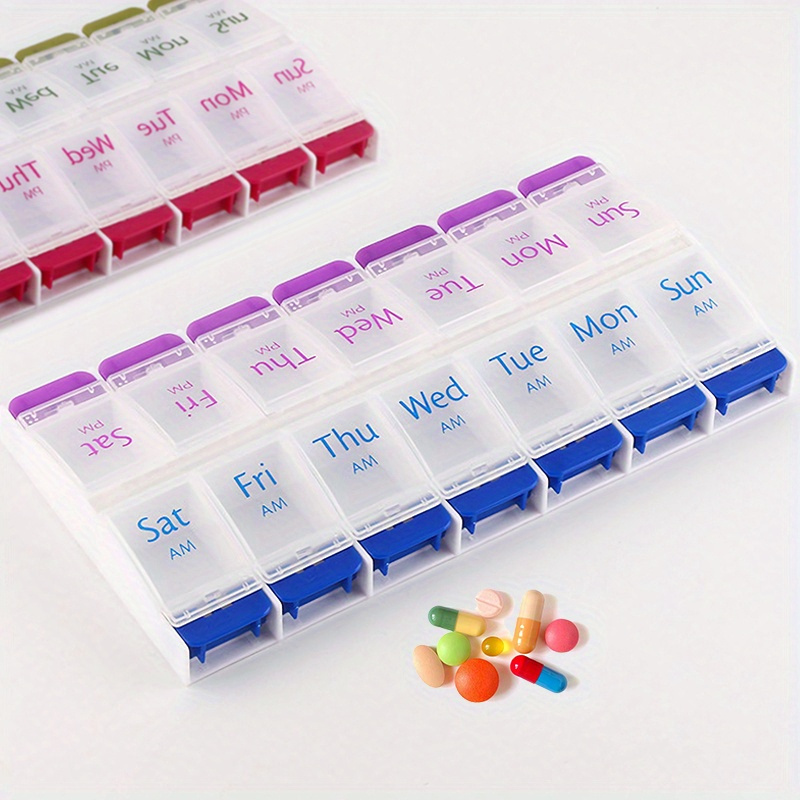 

7-day Pill Organizer With Am/pm Compartments - Large, Arthritis-friendly Clear Lids For Medication & Vitamins