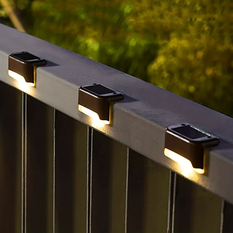 Paquete de 1 luces solares para valla, luces solares de pared para  exteriores IP65, luz solar impermeable para valla, luz blanca cálida y RGB  con 8